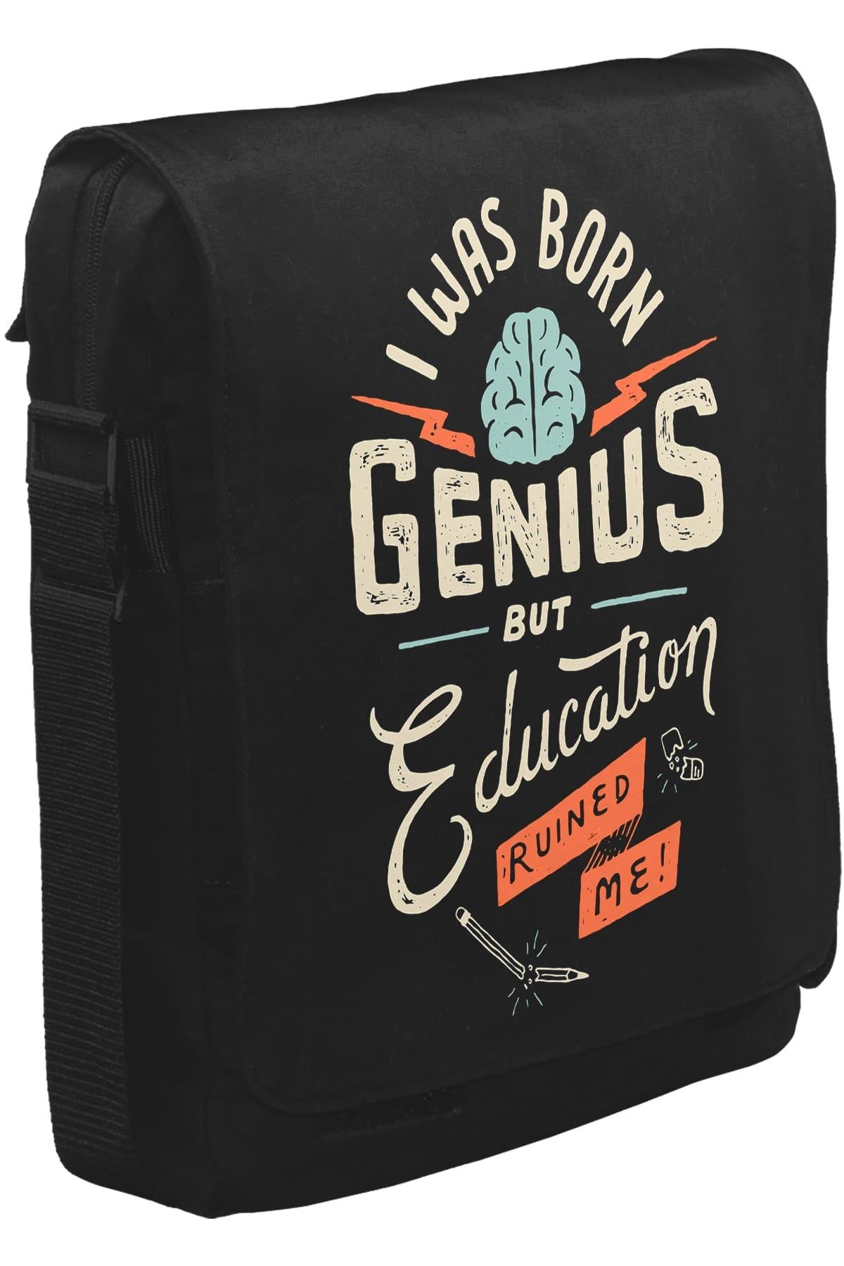 Yazı - Genius Unisex Siyah Postacı Çanta