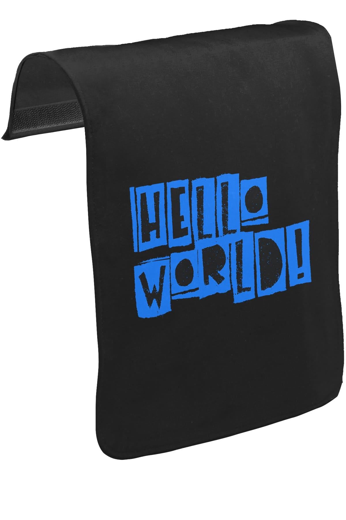Yazı - Hello World Unisex Siyah Tak-Çıkar Postacı Çanta Kapağı CK-1124