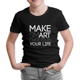 Text - Smart Black Kids Tshirt