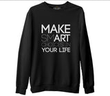 Text - Smart Black Men's Thick Sweatshirt
