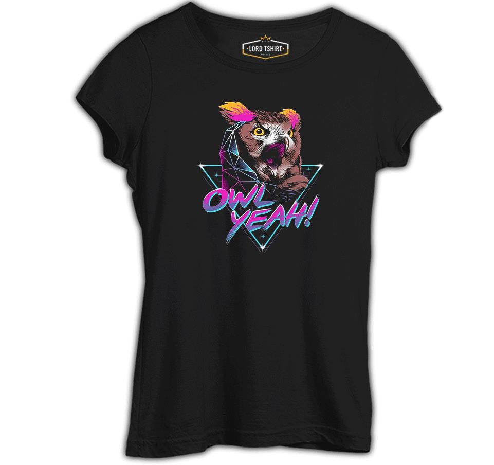 Yeah - Baykuş Siyah Kadın Tshirt