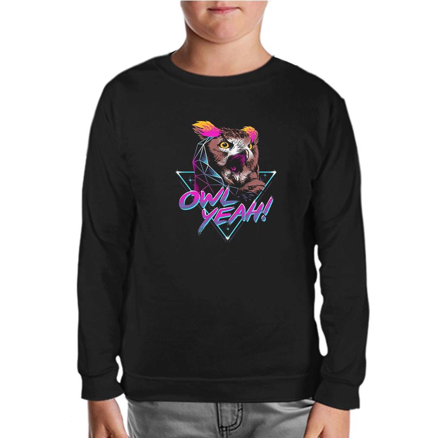 Yeah - Owl Black Kids Sweatshirt