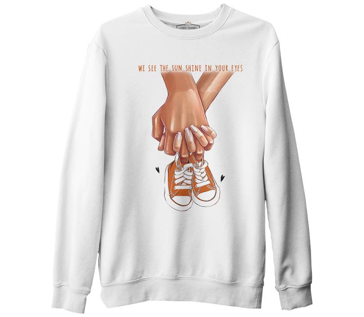 Yeni Bebek Ayakkabı Anneler Günü Beyaz Unisex Kalın Sweatshirt