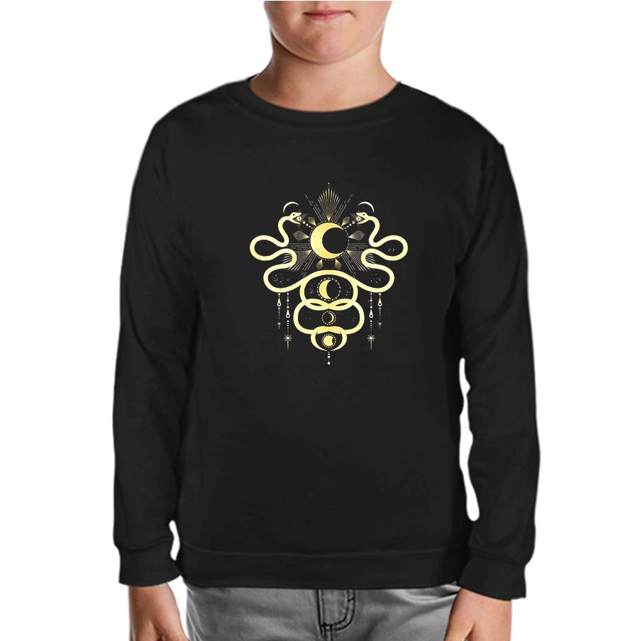 Snake and Moon Black Kids Sweatshirt