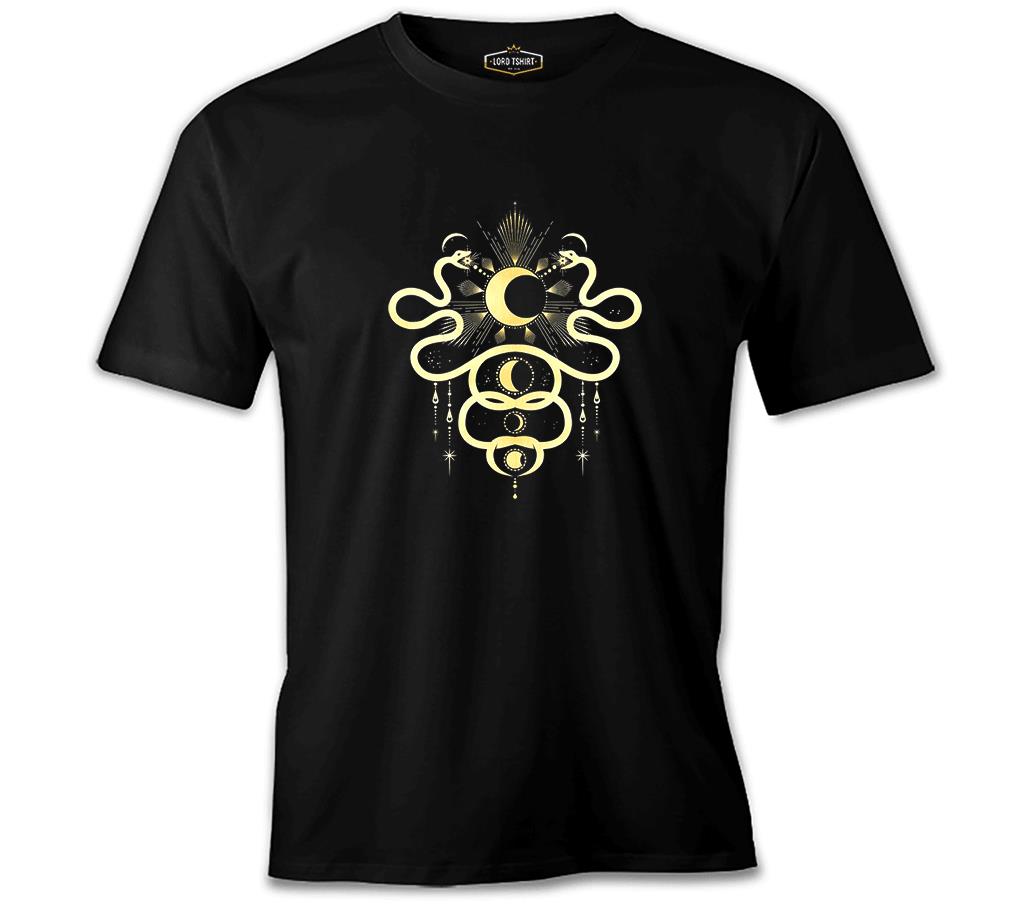 Yılan ve Ay Siyah Erkek Tshirt