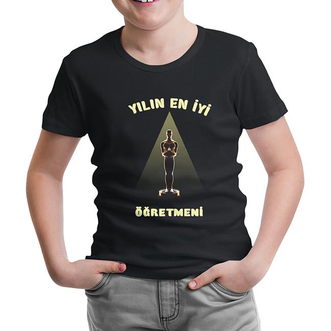 Yılın Öğretmeni Oscar Öğretmenler Günü Siyah Çocuk Tshirt