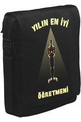 Yılın Öğretmeni Oscar Öğretmenler Günü Unisex Siyah Postacı Çanta