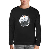 Yin Yan Cats Black Kids Sweatshirt
