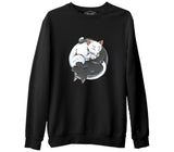 Yin Yan Cats Siyah Erkek Kalın Sweatshirt