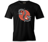 Yin Yan Illustration with Two Dragons Black Men's Tshirt