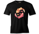 Yin Yan Sign Between Two Koi Fishes Black Men's Tshirt 