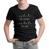 Yoga - Exhale the Fear Black Kids Tshirt