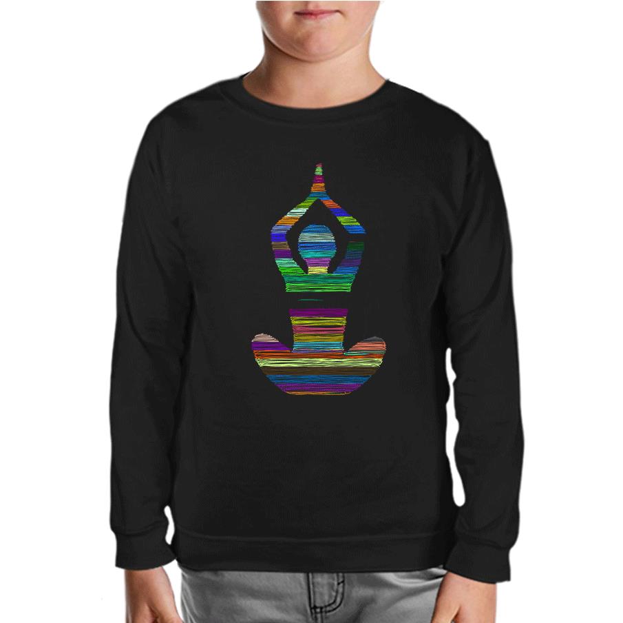 Yoga - Lines Black Kids Sweatshirt