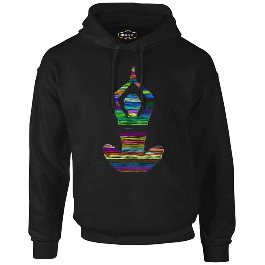 Yoga - Lines Black Men's Zipperless Hoodie