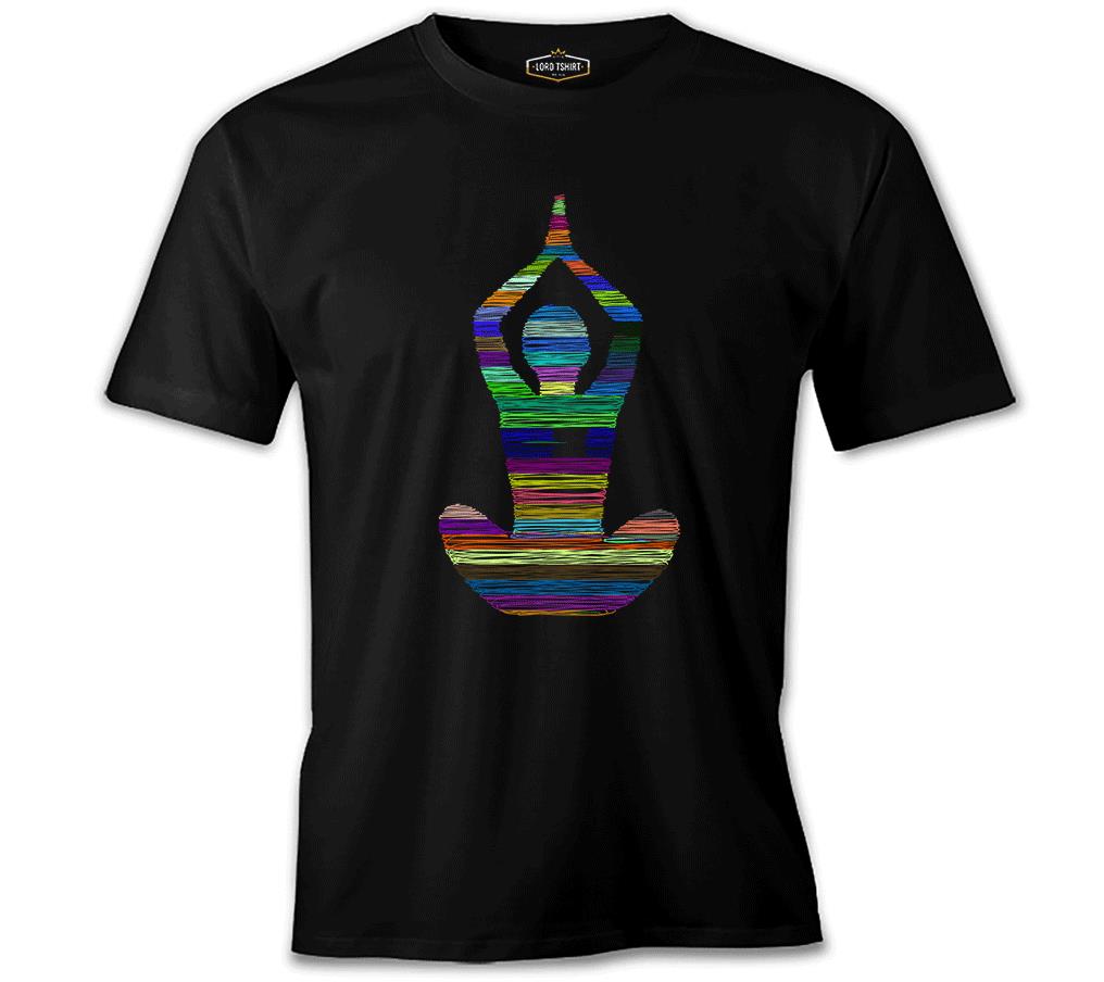 Yoga - Lines Siyah Erkek Tshirt