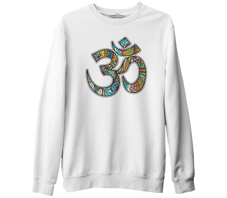 Yoga - Logo Beyaz Erkek Kalın Sweatshirt