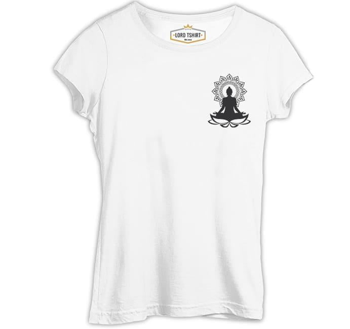 Yoga - Lotus Logo Beyaz Kadın Tshirt