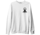 Yoga - Lotus Logo Beyaz Erkek Kalın Sweatshirt