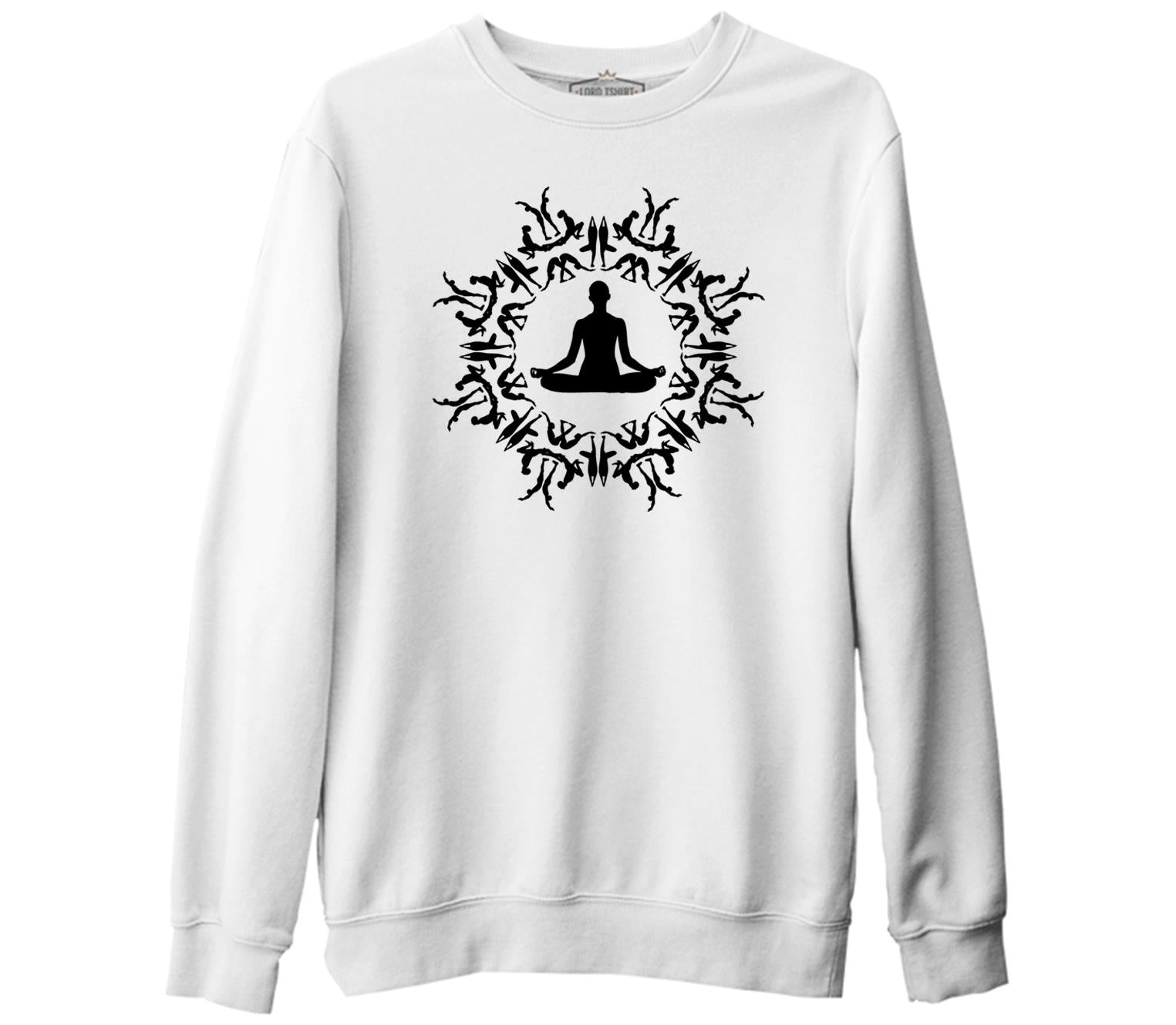 Yoga - Meditasyon Beyaz Kalın Sweatshirt