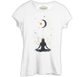 Yoga - Rising to the Moon Beyaz Kadın Tshirt