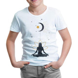 Yoga - Rising to the Moon Beyaz Çocuk Tshirt