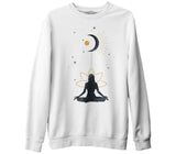 Yoga - Rising to the Moon Beyaz Erkek Kalın Sweatshirt