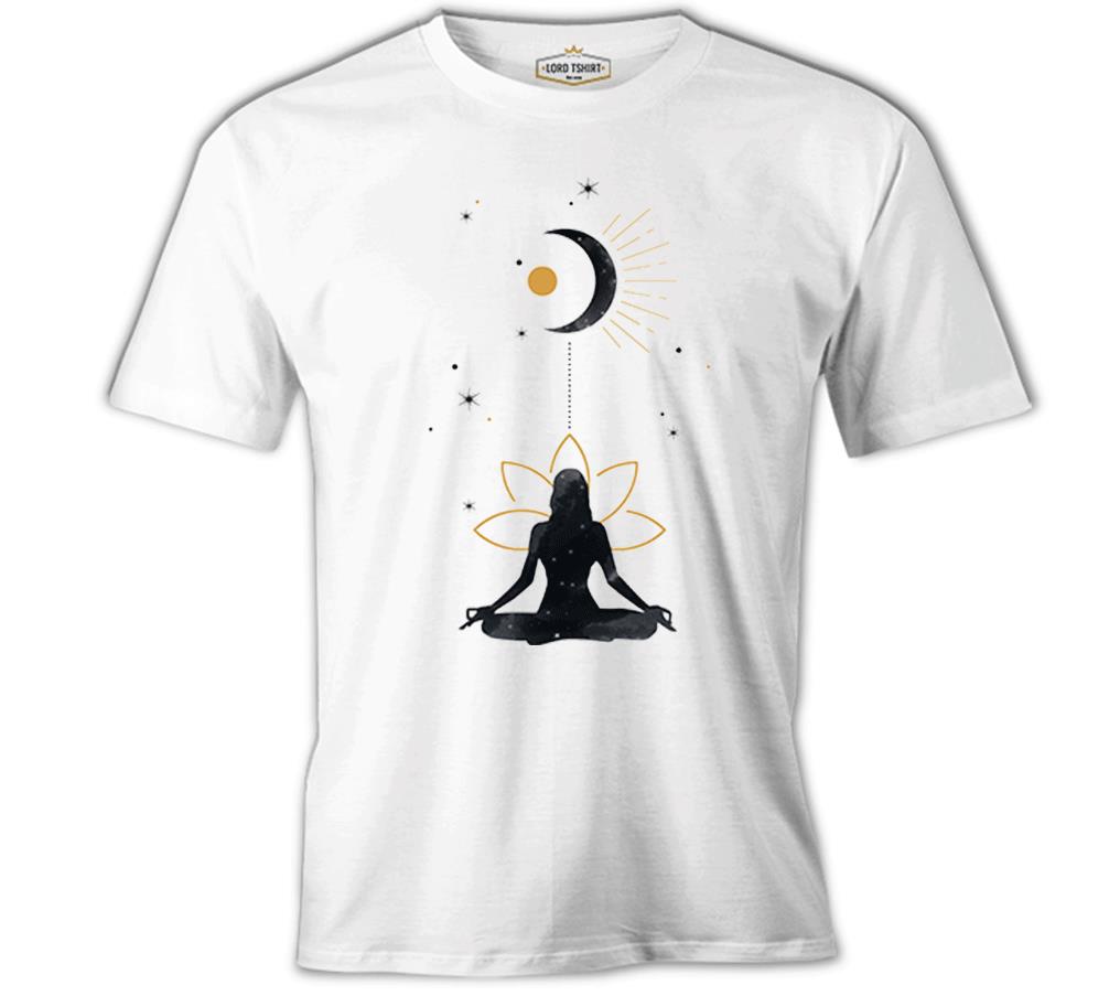Yoga - Rising to the Moon Beyaz Erkek Tshirt