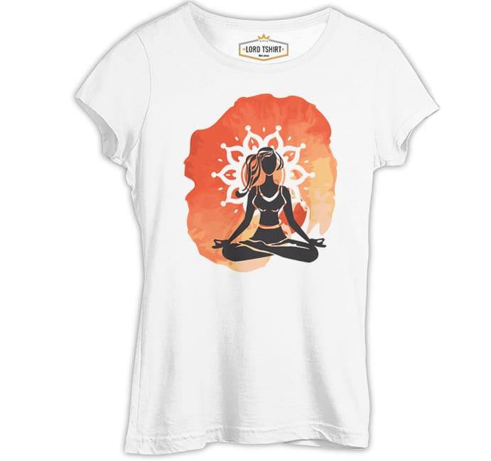 Yoga - Sukhasana Beyaz Kadın Tshirt