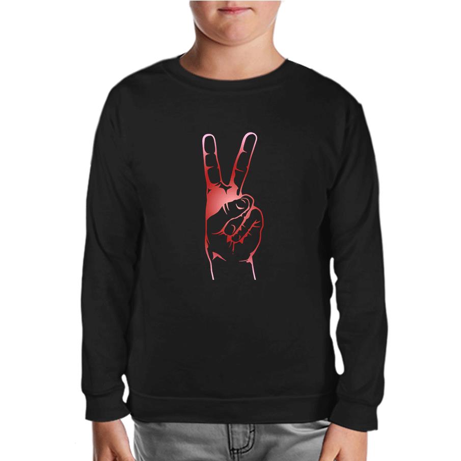 Victory Sign Black Kids Sweatshirt
