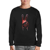 Victory Sign Black Kids Sweatshirt