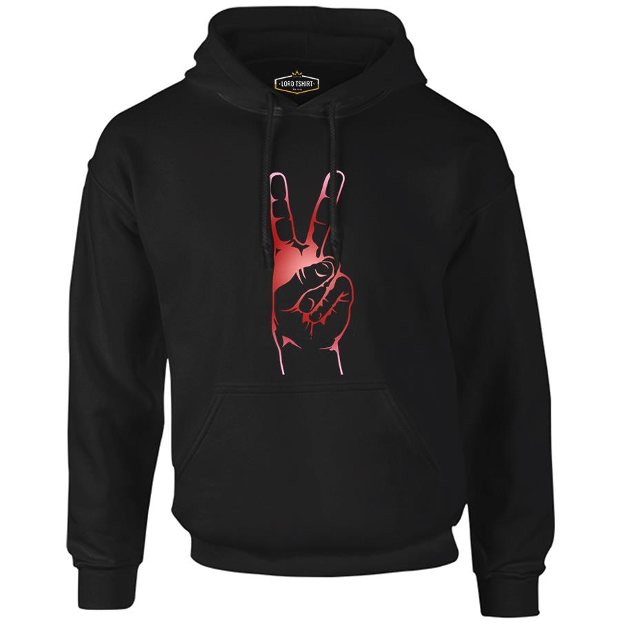 Victory Sign Black Men's Zipperless Hoodie