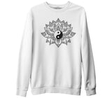 Zambak Yin Yang Beyaz Erkek Kalın Sweatshirt