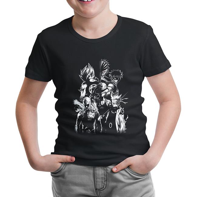 Anime Heros Siyah Çocuk Tshirt - Lord Tshirt