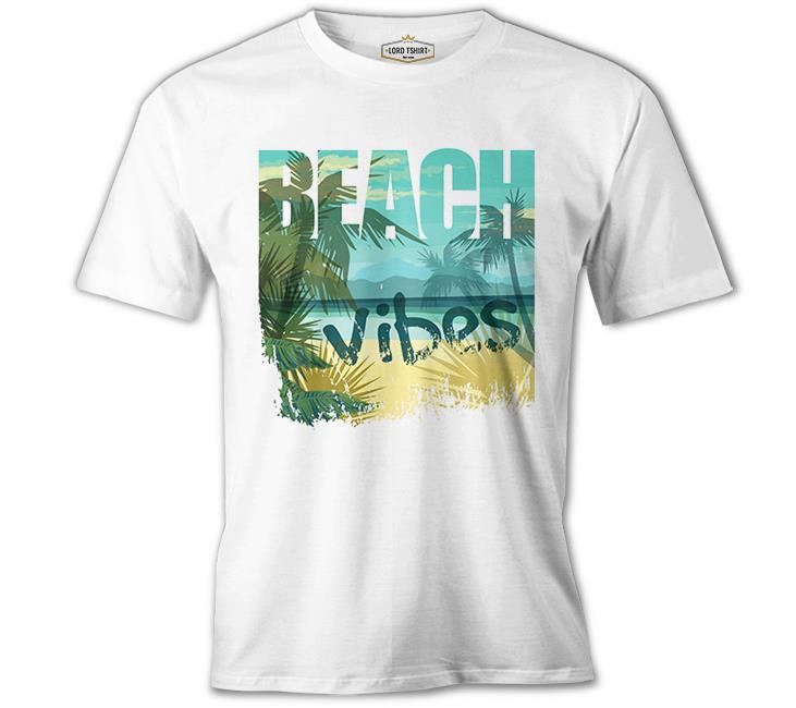 Beach Vibes - Yaz Beyaz Erkek Tshirt - Lord Tshirt