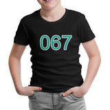 Squid Game-Number 067 Siyah Çocuk Tshirt