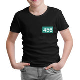 Squid Game-Number 456 Göğüs Logo Siyah Çocuk Tshirt
