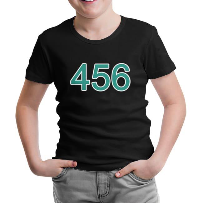 Squid Game-Number 456 Siyah Çocuk Tshirt
